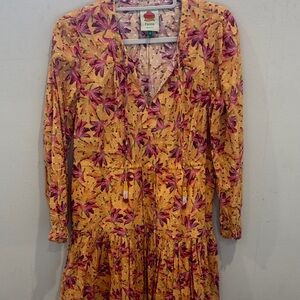 FARM Rio Vibrant Yellow and Purple Floral Dress